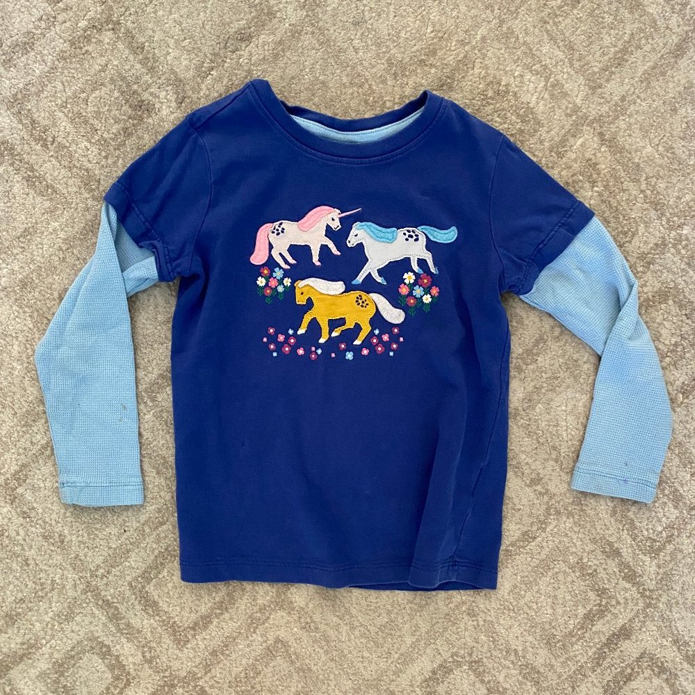 Hanna Andersson Long Sleeve T-Shirt with Thermal Sleeves Girls Size 5
